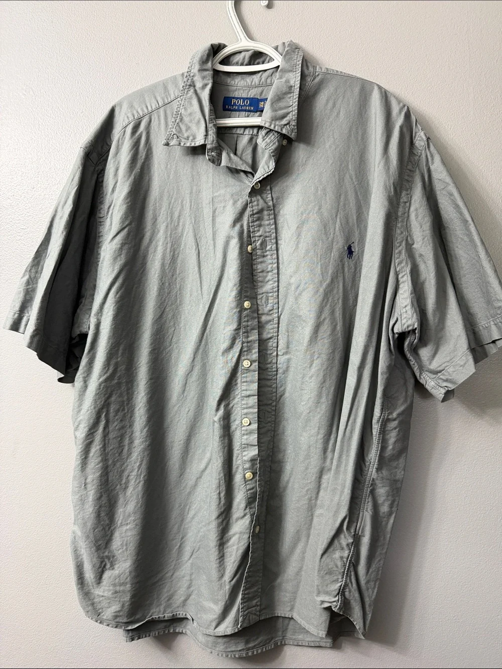 Polo by Ralph Lauren Light Gray Short-Sleeve Button-Down Shirt 2xb